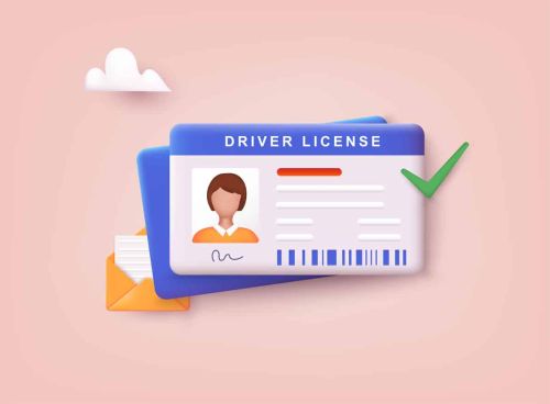 Driver license with photo. Identification or ID card template. 3D Web Vector Illustrations concept